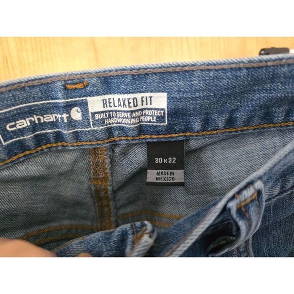 Carhartt Mens Relaxed Fit Jeans 30x32 Blue Denim western Workwear - Picture 5 of 12